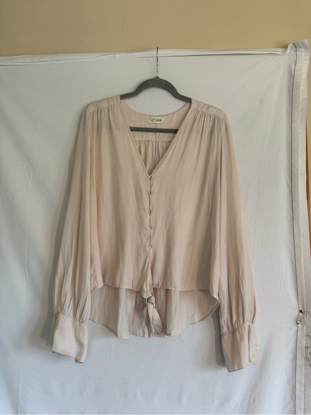 Soft Tie-Front Blouse in Light Blush